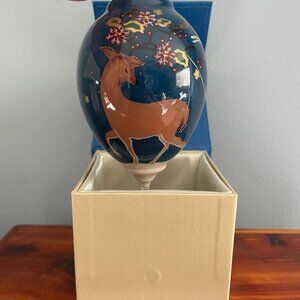 Pier 1 Li Bien Reindeer Christmas Ornament 2017 Blown Glass Hand Painted Box